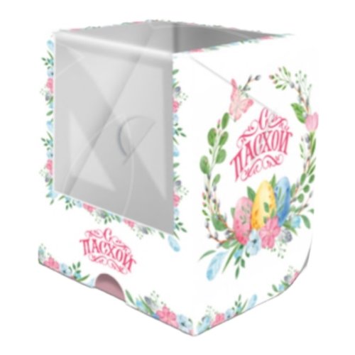 Коробка для кулича с окном "Пасхальный венок" 12,5х9,5х9,5 см КУ-00862