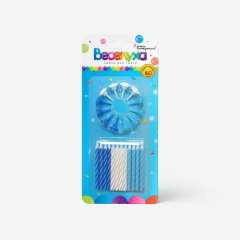 Свечи декоративные "Бело-синий микс" 6 см 620100.B03	