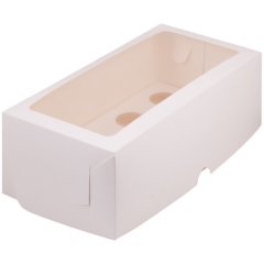 Коробка на 8 капкейков с окном белая 33х16х11 см 040930