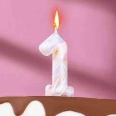 Свеча декоративная Цифра "1" Мрамор 7695893, 6990830