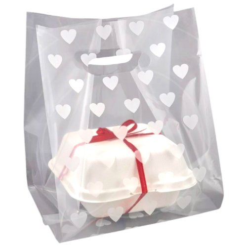 Пакет для бенто-торта прозрачный с сердечками 18х7,5х33 см 