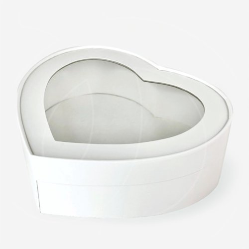 Коробка для сладостей с окном "Сердце" Белая 21,5х18х3,5 см 071210