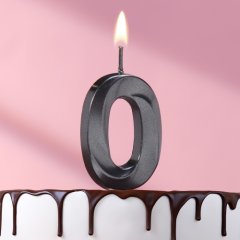 Свеча декоративная Цифра "0" Грань Чёрная 5572744