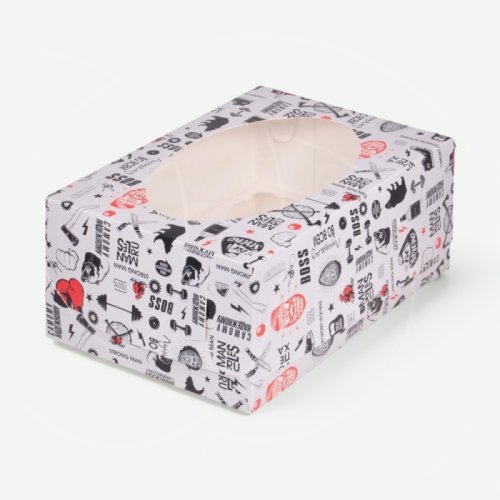 Коробка на 6 капкейков с окном "Boss" 23,5х16х10 см 