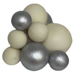 Набор шаров из шоколадной глазури бело-серебряный 