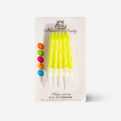 Свечи декоративные "Неон жёлтый" 8 см 9389-AL		