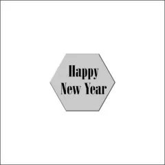 Набор топперов декоративных акриловых "Happy New Year. Шестигранник" Серебро 4х3,5 см 5 шт ТСК238